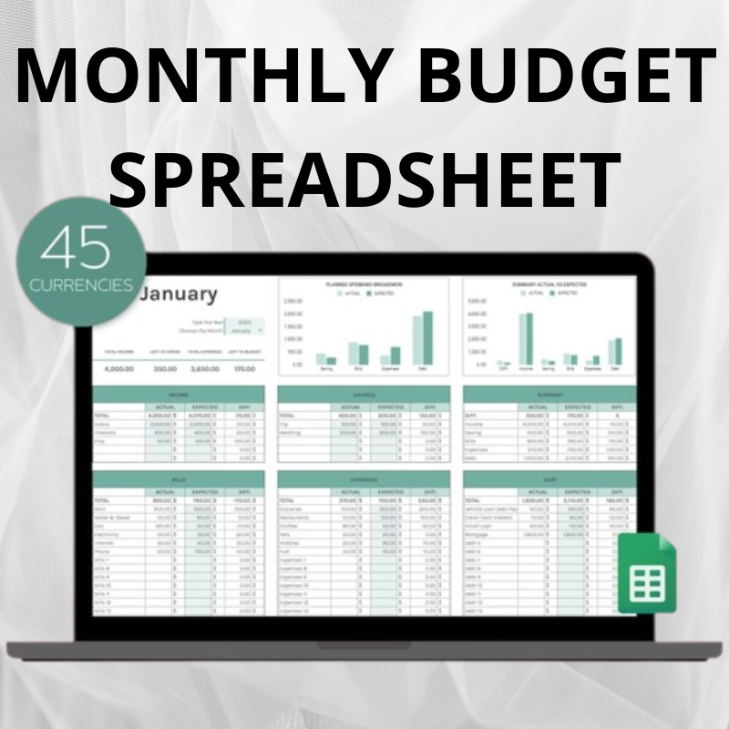 My Monthly Budget Spreadsheet